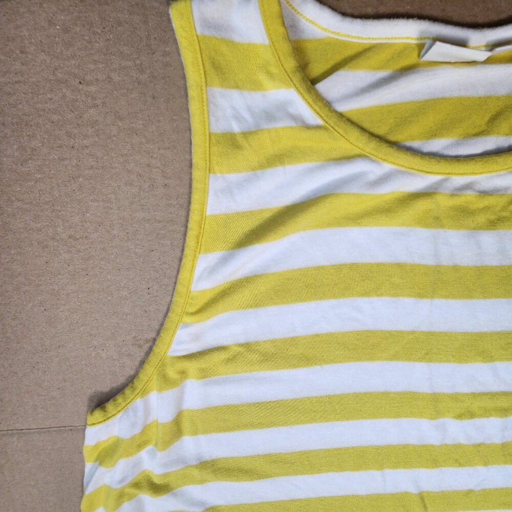 GAP Yellow White Stripe Swing Dress Medium Stretch Summer Casual Beach Sundress - Picture 4 of 9